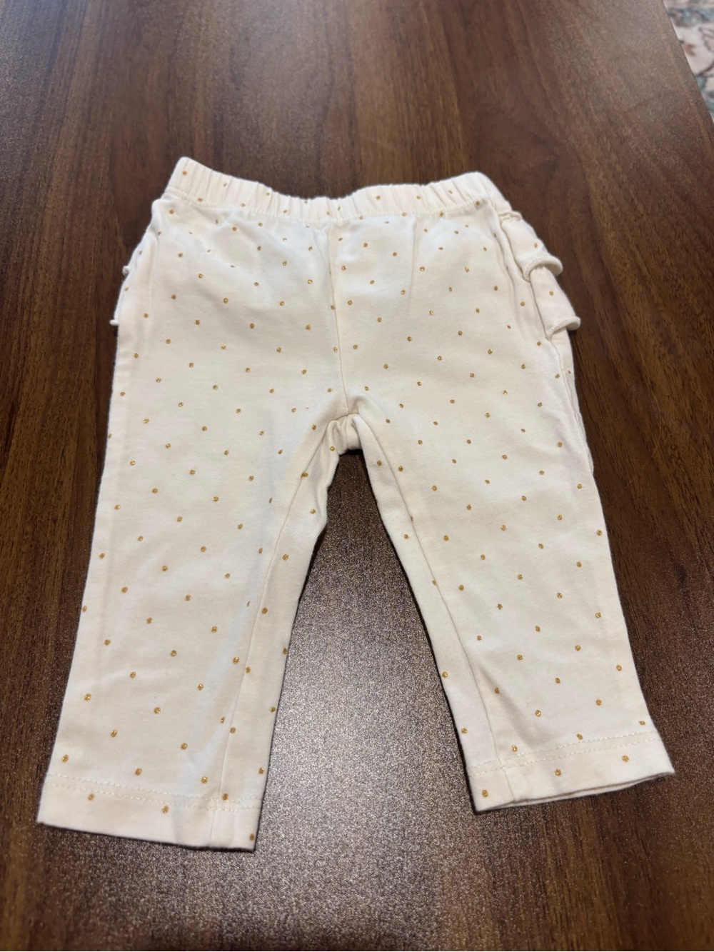 Cream Polka Dot Baby Leggings - Brand